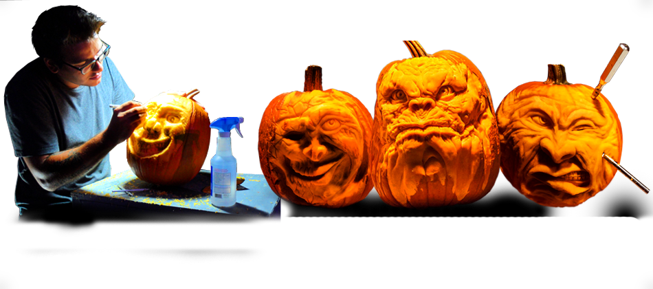 Artist Carving Pumpkin